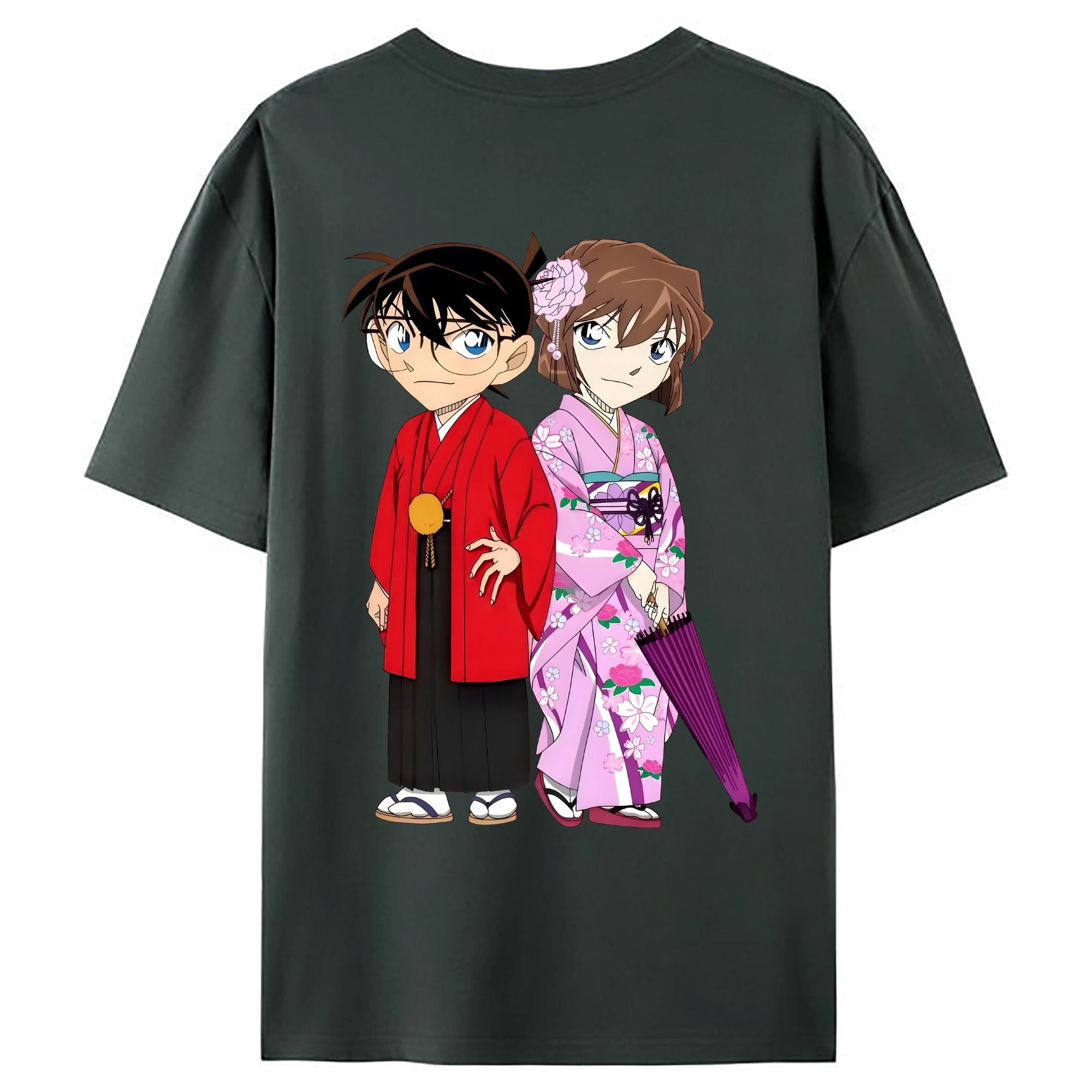 （画像用） 名探偵コナン 江戸川 コナン Detective Conan Conan Edogawa 綿100％ メンズ半袖Tシャツ（バックプリント） 通気性